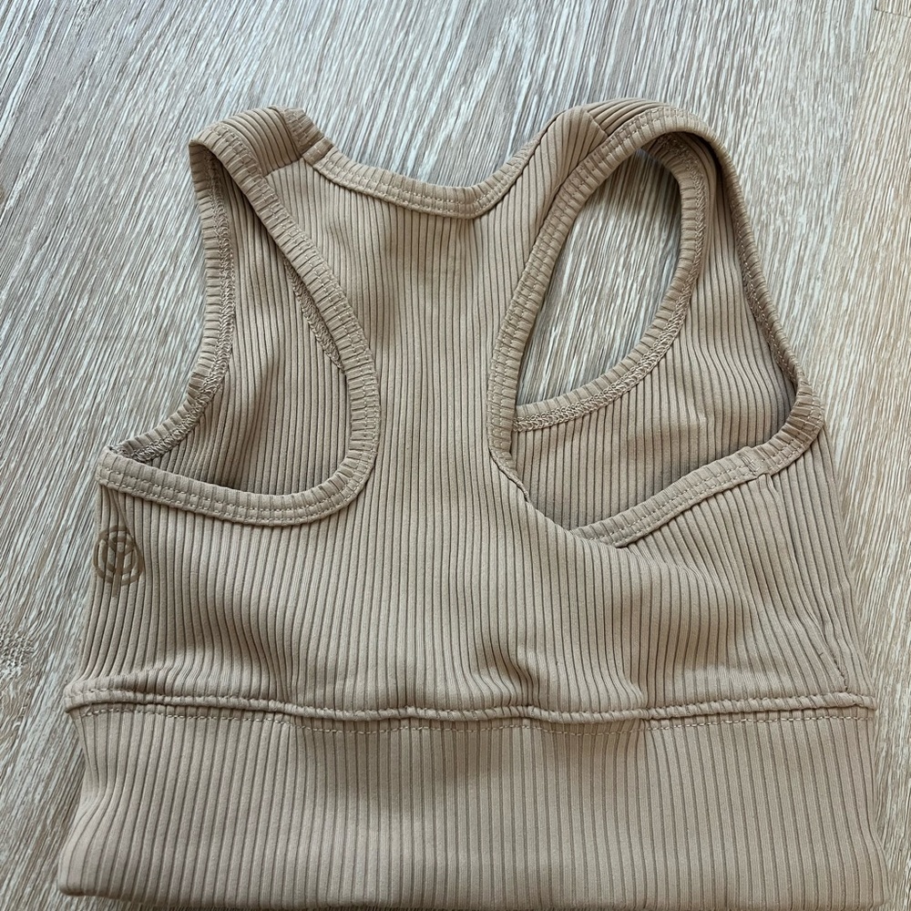 Year of Ours Ribbed Sports Bra in Beige - Picture 4 of 5